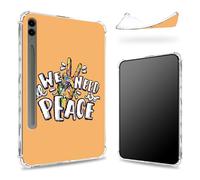 Conçue pour Samsung Galaxy Tab S9 FE Plus 5G 12,4" 2023 avec porte-stylo, dos transparent avec signe de paix coloré, coque fine en TPU souple antichoc