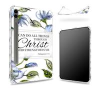 Conçue pour Samsung Galaxy Tab S9 FE Plus 5G 12,4" 2023 avec porte-stylo S, dos transparent avec fleurs Philippiens 4:13, coque fine et souple en TPU résistant aux chocs