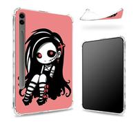 Conçue pour Samsung Galaxy Tab S9 FE Plus 5G 12,4" 2023 avec porte-stylo S, dos transparent avec jolie fille zombie, coque fine en TPU souple antichoc