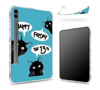 Conçue pour Samsung Galaxy Tab S9 FE Plus 5G 12,4" 2023 avec porte-stylo S, dos transparent avec vendredi 13, coque fine en TPU souple antichoc