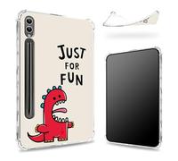 Conçue pour Samsung Galaxy Tab S9 Ultra 14,6" 2023 (SM-X91) avec porte-stylo S, dos transparent avec dinosaure Just for Fun, coque fine en TPU souple antichoc