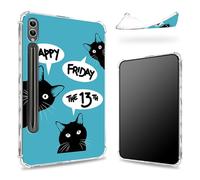Conçue pour Samsung Galaxy Tab S9 Ultra 14,6" 2023 (SM-X91) avec porte-stylo S, dos transparent avec vendredi 13, coque fine en TPU souple antichoc