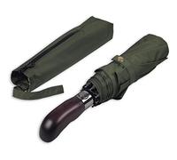(conçus en anglais) Balios® Voyage Umbrella-real Wood Handle-auto Open & Close-vented coupe-vent double Canopy-men Homme et Femme, Black Auto With Rubberised Handle, OLIVE GREEN with REAL WOOD HANDLE