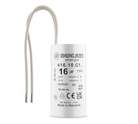 Condensateur 16 uF pour Moteur Monophasé - Utilisation pour Kärcher, Pompe de Piscine, Porte de Garage - 425/450V/475V - Condensateur de Démarrage/Permanent avec Fils