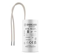 Condensateur 8 uF pour Moteur Monophasé - Utilisation pour Kärcher, Pompe de Piscine, Porte de Garage - 425/450V/475V - Condensateur de Démarrage/Permanent avec Fils