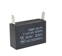 Condensateur CBB61 avec 2 connecteurs 2.5 uF 450V 25/70/21. Condensateur de démarrage de moteur 1 Pièce. (2,5μF)