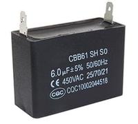 Condensateur CBB61 avec 2 connecteurs 6 uF 450V 25/70/21. Condensateur de démarrage de moteur 1 Pièce. (6μF)
