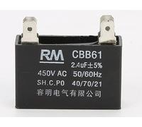 Condensateur de démarrage CBB61 à 4 connecteurs 2.4 μF 450V 40/70/21. Condensateur de démarrage de moteur 1 Pièce. (2,4uF)