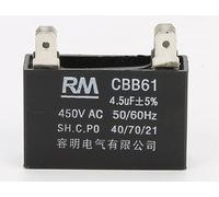 Condensateur de démarrage CBB61 à 4 connecteurs 4,5 μF 450V 40/70/21. Condensateur de Moteur, condensateur de Démarrage 1 Pièces. (4,5μF)