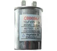 Condensateur de démarrage CBB65, CBB65A-2 en aluminium avec 4 connecteurs rapides (2+2) 10 μF 450V. Pour moteur, compresseur de climatisation, réfrigération. Remplacement Fiable. 1 Pièce. (10uf)