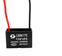 Condensateur de démarrage de ventilateur Cbb61 1uf/1.2uf/1.5uf/1.8uf/2uf/2.2uf/2.5uf/2.7uf/3uf/3.5uf/4uf/4.5uf/5uf/6uf/7uf 450VAC gamme de plafond(0.8 UF)
