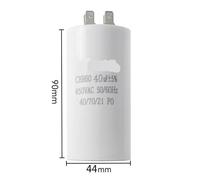 Condensateur de fonctionnement de moteur à double insert, 4 broches, CBB60 450VAC 4~60μF ± 5%, for climatiseur/réfrigérateur/pompe, 50/60Hz(40uf)