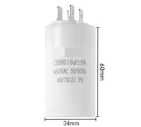 Condensateur de fonctionnement de moteur à double insert, 4 broches, CBB60 450VAC 4~60μF ± 5%, for climatiseur/réfrigérateur/pompe, 50/60Hz(18uf)