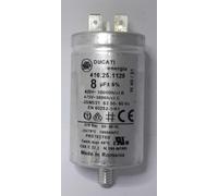 Condensateur DEMARRAGE moteur 8MF 8uf reparation pour Sèche-linge mod:CDC668-37 CC267T-84 GOC421BT CC267-37 CDC266X CIC209XCH CDC668-47 GODC78-88.Sortie cosse faston simple ou double selon arrivage