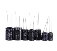Condensateur électrolytique 125 pièces 25 valeurs, Kit d'assortiment électronique Condensateurs électrolytiques 1 uF à 2200 uF pour TV, moniteur LCD, Radio, stéréo, jeu