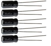 Condensateur Électrolytique 47µF, 25V DC, 5x11mm, Montage THT, Pack de 5