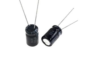 Condensateur électrolytique, 50V, 0,1mF, 0,22mF, 0,33mF, 0,47mF, 1mF, 2,2mF, 3,3mF, 4,7mF, 6,8mF, 10mF, 22mF, 33mF, 47mF, 100mF, 220mF(20PCS 22UF 50V)