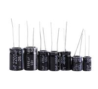 Condensateur électrolytique, Composants électroniques avec kit d'assortiment, Condensateur radial pour applications électroniques 125pcs 1uF ~ 2200uF