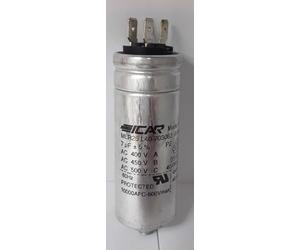 Condensateur en aluminium pour moteur ICAR, 7 μF, 450 V, polypropylène, cosses faston 6,3 mm, fixation M8