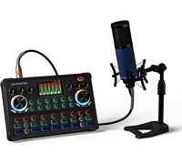 condensateur Microphone Kit Streaming périphérique avec DJ Mixer Carte Son pour Live, Enregistrement, PC, karaoké et Voix de Jeu
