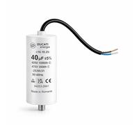 Condensateur moteur monophasé 425V / 450V / 475V - Condensateur permanent avec câble - Compatible pompe piscine, nettoyeur haute pression Kärcher, porte de garage et portail, compresseur (40μF / 40uF)