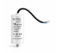 Condensateur moteur monophasé 425V / 450V / 475V - Condensateur permanent avec câble - Compatible pompe piscine, nettoyeur haute pression, porte de garage et portail, compresseur (16μF / 16uF)