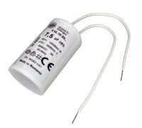 Condensateur Moteur Permanent, 7,5 µF, 450 VAC, Fond Plat, Sortie Fil, 416.87.14 Ø32x55mm.