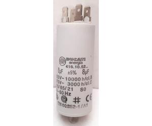 Condensateur moteur permanent en polypropylène 8uf 450 volts cosse faston double 6.3MM et vis M8 faible encombrement Dia :30mm x L70mm universel Sèche-linge, 6531420 AS0030666 6531420 VEDETTE
