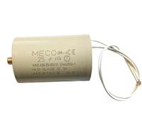 Condensateur permanent Meco 25 uF 450 V CA, diamètre 45mm x L 70 mm, sortie fil et vis M8 faible encombrement compatible karcher surpresseur pompe de piscine