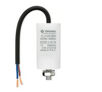 Condensateur permanent pour moteurs électriques - 25µF 450V - Boîtier polypropylène - Écrou M8 - Câble 15 cm