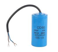 Condensateur Tissting CD60 Run avec fil de fil, AC 200UF 50 / 60Hz, Structure de rouleaux de film en polypropylène métallisé pour les compresseurs d'air moteur