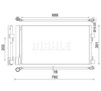 Condenseur de climatisation AC 486 000S MAHLE pour RENAULT LAGUNA III LATITUDE