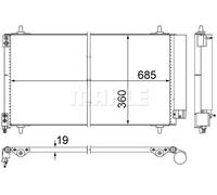 Condenseur de climatisation AC 592 000S MAHLE pour CITROËN PEUGEOT