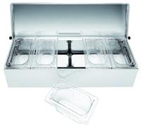 Condibox cristal professionnel. Bac PC cristal. Livré équipé de 5 bacs gastronormes GN 1/9.