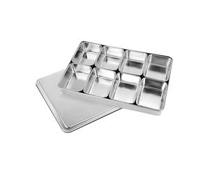 Condiment Serving Tray - Stainless Steel Rectangle Seasoning Box | Multi-Section Divided Organizer For Vinegar, Sesame, Sauces, Salt, Spices &, Durable Food Storage Dish For Buffet, Barbecue