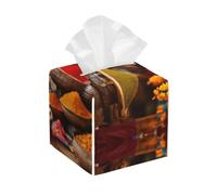Condiments Boîte à mouchoirs carrée avec motif d'épices, support de mouchoirs, conteneur décoratif pour la maison, le bureau, la voiture