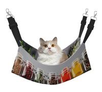 Condiments Spices Hamac pour chat à suspendre dans une cage - Lit doux avec sangles réglables et crochets en métal - Lit réversible double face - Hamac de couchage doux pour chats