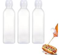 Condiments Squeeze Bouteilles 3 Pièces Bouteille à Condiments 300ml Bouteille à Condiments ransparent Flacon Souple en Plastique Pour La Moutarde, Ketchup, Mayo, Huile Dolive