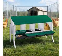 condinggen Pondoir à poules - 4 compartiments - support - Vert | Acier galvanisé antirouille + tiroir plastique amovible - collecte auto des œufs, fond incliné anti-casse - Poulailler