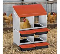condinggen Pondoir à poules en acier galvanisé - 4 compartiments - Orange | Acier galvanisé antirouille + tiroir plastique amovible - collecte auto des œufs, fond incliné anti-casse - Poulailler