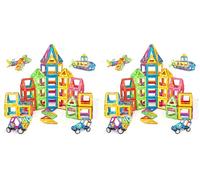 Condis Jeux de Aimantés Construction Magnetiques 120 PCS, Jouet pour Fille Garcon Enfants 3 4 5 6 7 Ans Petits Cadeaux Anniversaire Jeux de Societes Educatif Puzzle 3 Ans+ (Lot de 2)