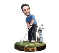Condlin Ornement figurine photo de golfeur personnalisée pour hommes mari grand-père fan de sport nom personnalisé portrait décoration de bureau pour anniversaires de travail cadeau d'anniversaire