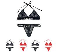 Condlin Strings personnalisés avec Noms de Soutien-Gorge de Soutien-Gorge personnalisés en Dentelle Sexy avec nom de sous-vêtements personnalisés de Dentelle en Dentelle de Lacet de Bikini