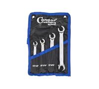 CONDOR Outil 84-4Z | Jeu de clés de câble | 4 pièces | en douane | 5/16-11/16" | Jeu de clés polygonales ouvertes | Jeu de clés de conduite de frein Outil professionnel pour atelier et bricoleur
