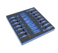 Condor Outils 7260 | Jeu de tournevis | Insert en mousse 2/3 | 15 pièces | Fente | Croix PH | Profil en T pour Torx