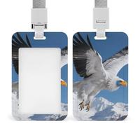 Condor - Porte-badge rétractable en plastique avec cordons sur la montagne enneigée pour enseignant, infirmière, médecin, bureau, cadeau pour collègues de travail