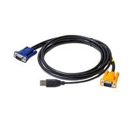 Conducteur en cuivre VGA KVM Câble 1,8 m | Lot de 2 connecteurs USB-a, accessoire de configuration, placement multi-ordinateurs, routage structuré de bureau