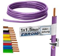 Conducteur unique rigide H07V-U - Gaine en PVC - 1,5 mm² - Couleur : violet - Plusieurs dimensions disponibles, de 10 à 100 m