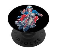 Conduire Sam avec Une Moto Cool aux Couleurs américaines PopSockets PopGrip Adhésif