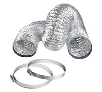 Conduit d'air flexible en aluminium for radiateur, avec 2 colliers de serrage en acier inoxydable, for la plupart des marques et modèles de sèche-linge à évacuation.(2m,160mm)